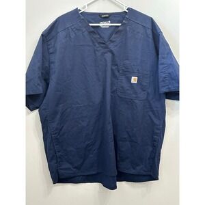 Carhartt Rugged Flex Peak V-Neck Scrub Top Modern Fit Navy Blue 3X